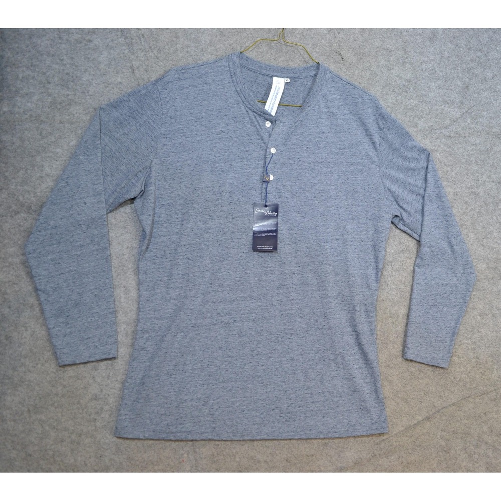 State And Liberty Shirt Mens XL Light Gray Long Sleeve Henley Jersey Knit Casual